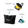 Indeholder_fodpumpe_lille_taske_og_reparationssæt AirBeam | 10 cm